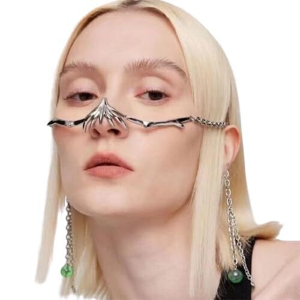 1174 Cyber Punk Alloy Alien Face Accessories Futuristic Cyberpunk Stainless